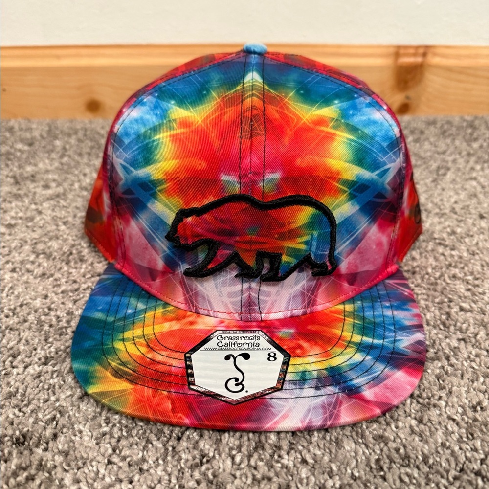 Grassroots California Removable Bear Tech Tie Dye Rainbow Fitted Hat - 8